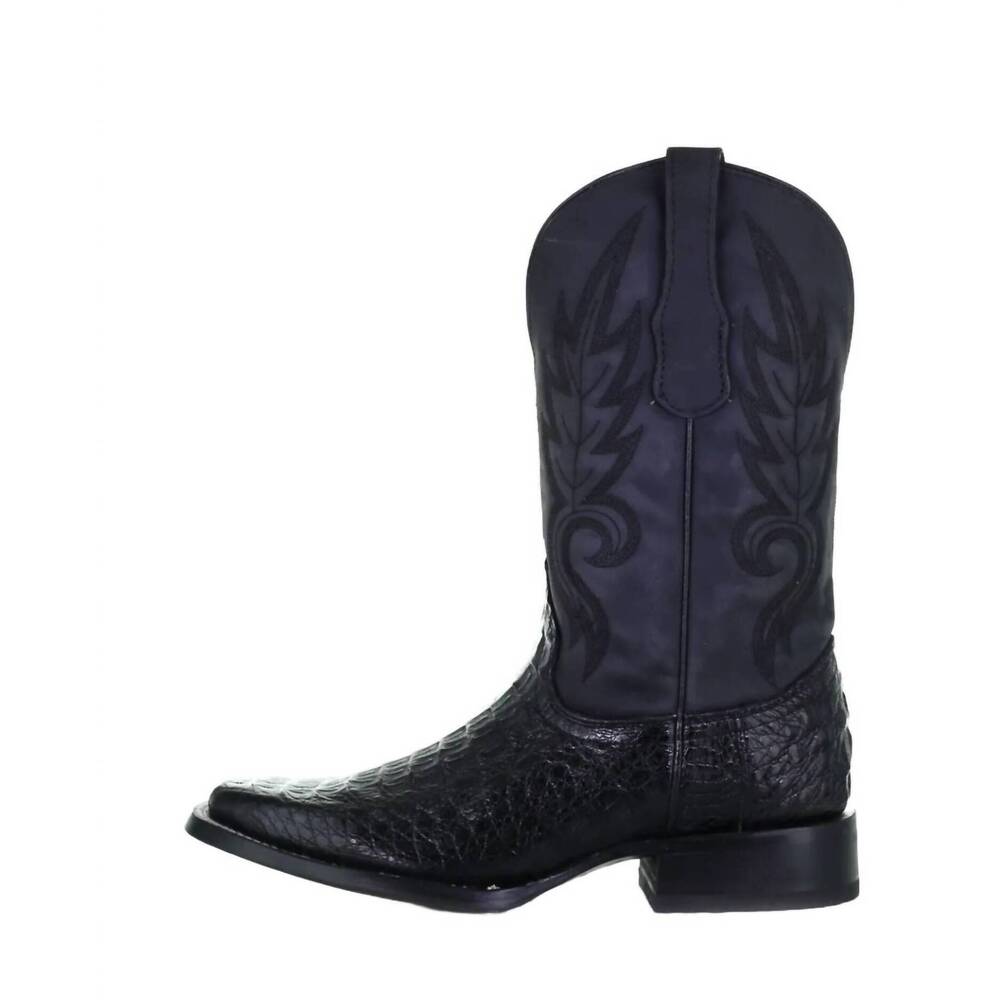 NEW CORRAL men's caiman embroidered square toe boots in black